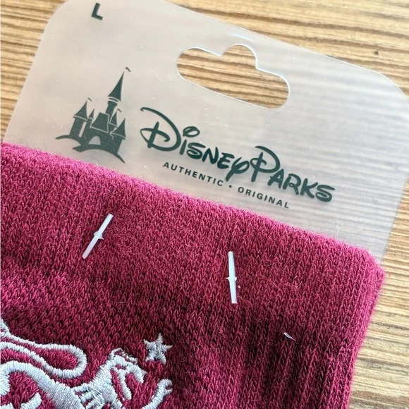 Disney Parks Authentic Mickey Mouse Geometric Pattern Crew Socks Burgundy - Picture 3 of 10